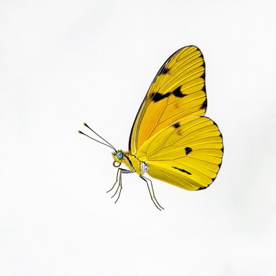 Yellow butterfly in flight