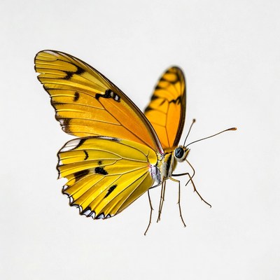 Butterfly in flight with yellow wings