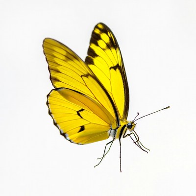 Yellow butterfly in flight