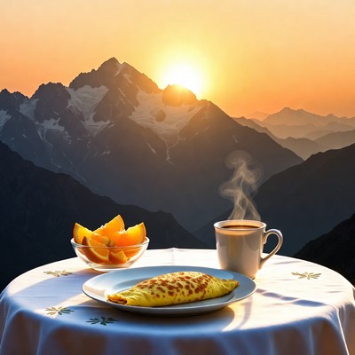 Breakfast view in the mountains