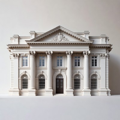 Model of a historic building in plain design