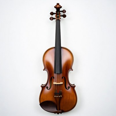 Wooden violin on display