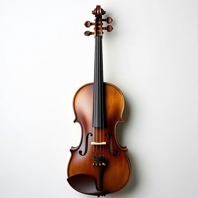 Violin resting on a plain wall
