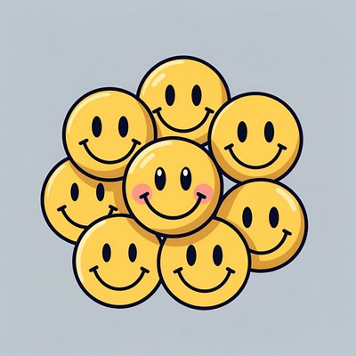 Group of smiling faces together in a circle