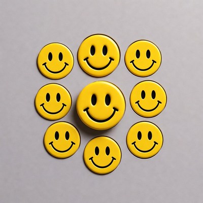 Yellow smiley face arrangement on gray background