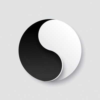Yin and yang symbol on a plain background