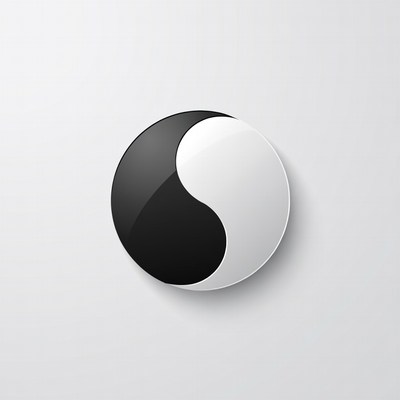 Yin yang symbol on a plain background