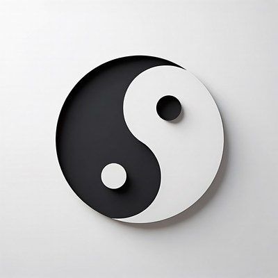 Symbol of yin and yang design in black and white