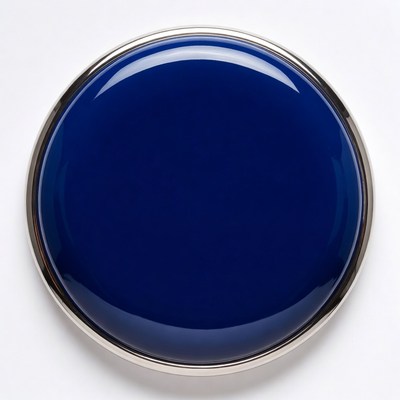 Blue round plate on white background
