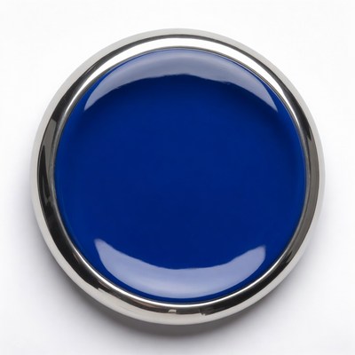 Blue round object on white background