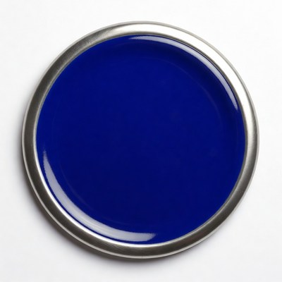 Bright blue plate on simple background