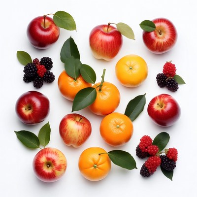 Fresh fruits on a white background