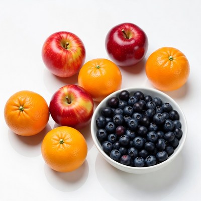 Fruit arrangement on a white background