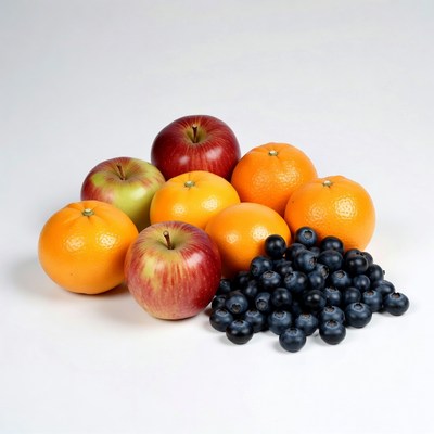 Fresh fruit arrangement on a light background