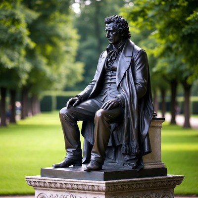 Bronze statue at park location