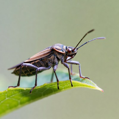 Insect on green leaf surface