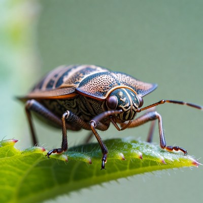 Macro view of a bug on a leaf