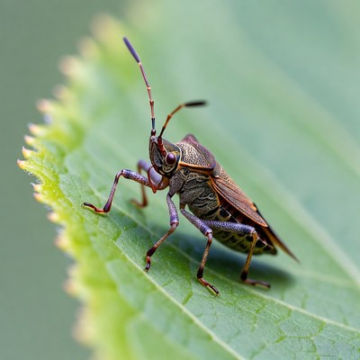 Insect on green leaf in daylight