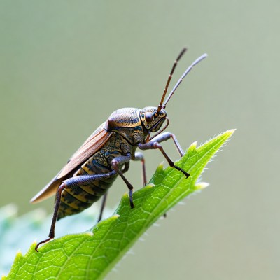 Insect on green leaf branch