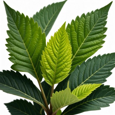 Leaves of different shades and sizes