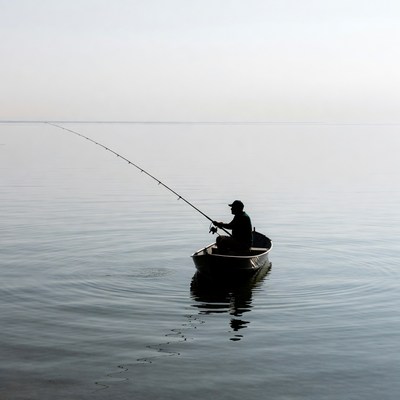 Fishing on a quiet lake