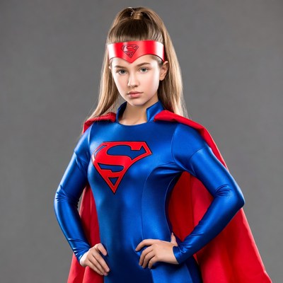 Superhero girl in action pose