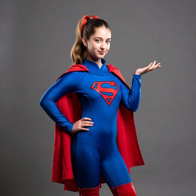Superhero posing with confidence in costume