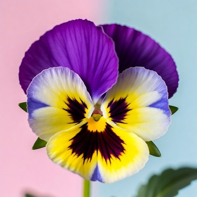 Colorful pansy flower against plain background