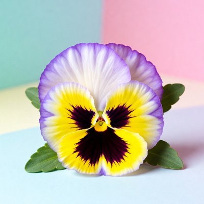 Colorful pansy on a pastel background