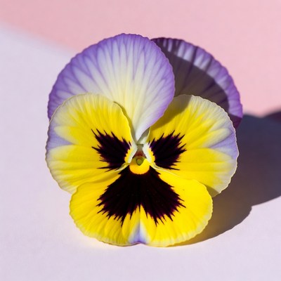 Bright yellow pansy flower on display