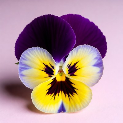 Colorful pansy flower on pink background