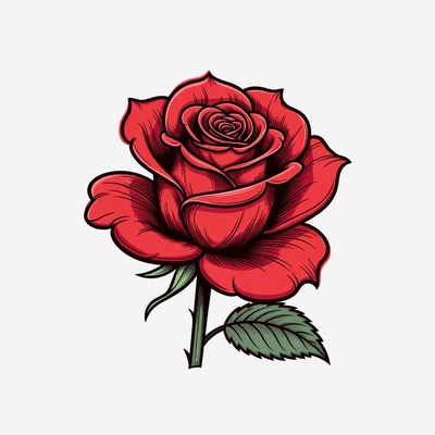 Red rose with detailed design