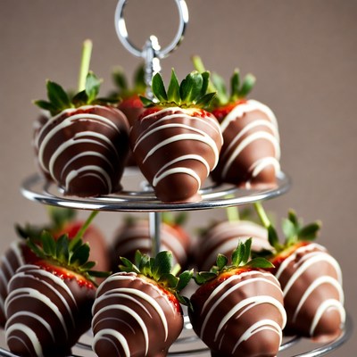 Chocolate covered strawberries on a stand