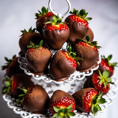 Chocolate covered strawberries on stand