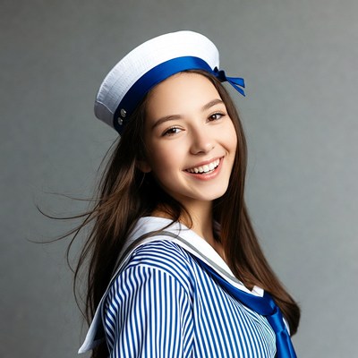 Smiling girl in sailor outfit