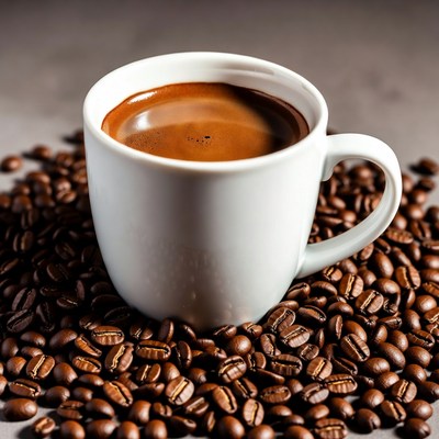 Coffee cup with roasted beans