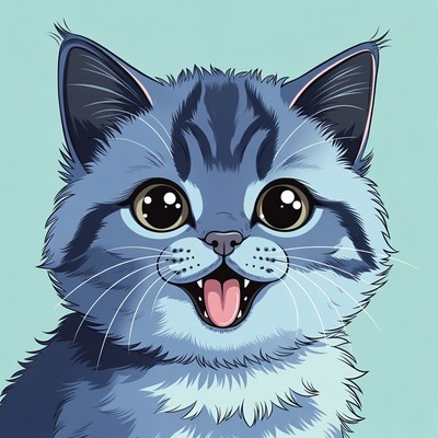 Cute blue cat with big eyes