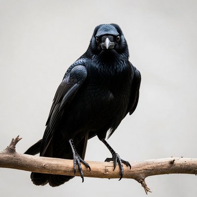Black bird perched on branch
