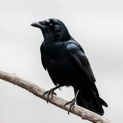 Black bird perched on twig