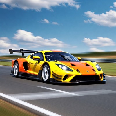 Fast sports car on the racetrack