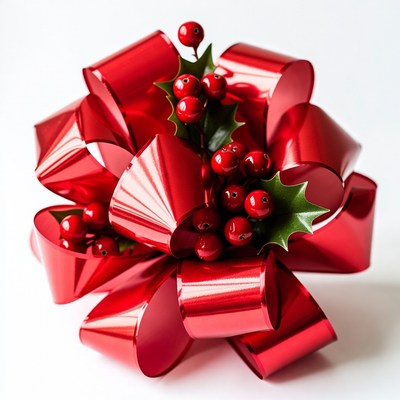 Red ribbon bow for gifts