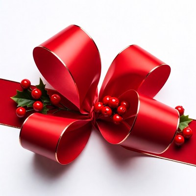 Red bow for holiday gifts decoration