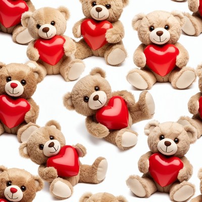 Bears with hearts on white background