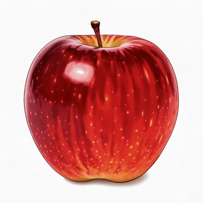 Red apple sitting on a plain background