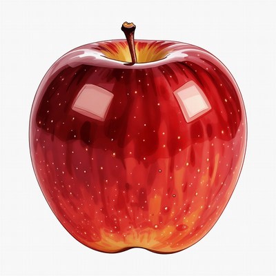 Bright red apple on white background