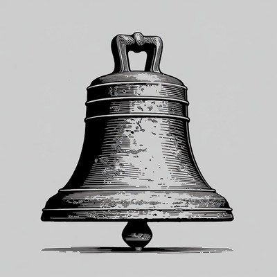 Bell illustration in black and white