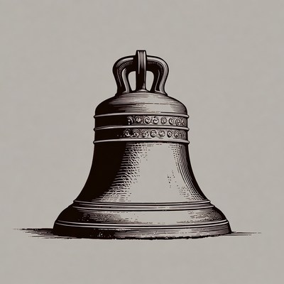 Bell with detailed design on gray background