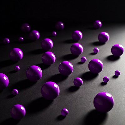 Purple spheres on dark surface