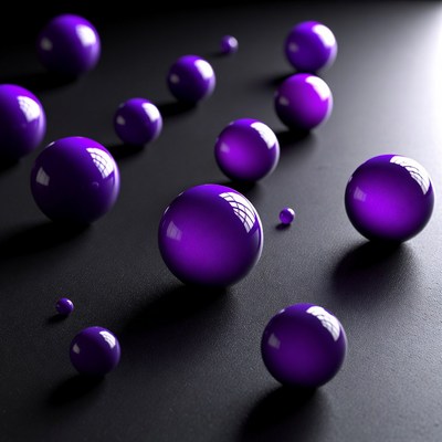 Purple spheres on black surface