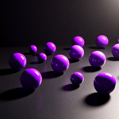 Purple spheres on a dark surface
